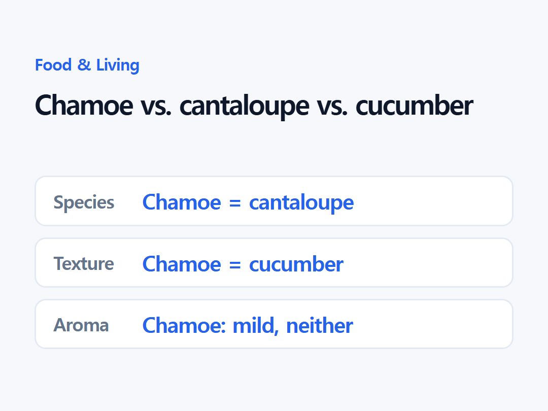 Chamoe vs. cantaloupe vs. cucumber