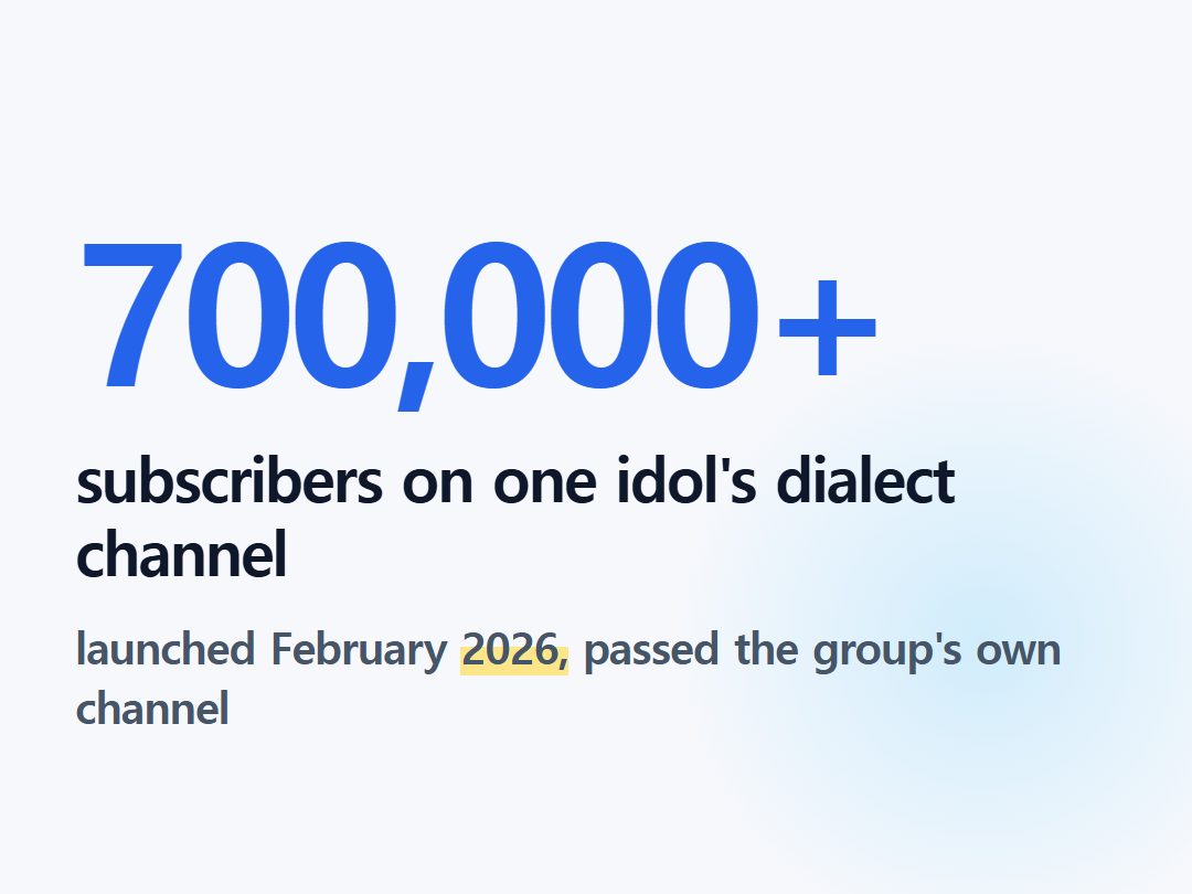 subscribers on one idol's dialect channel