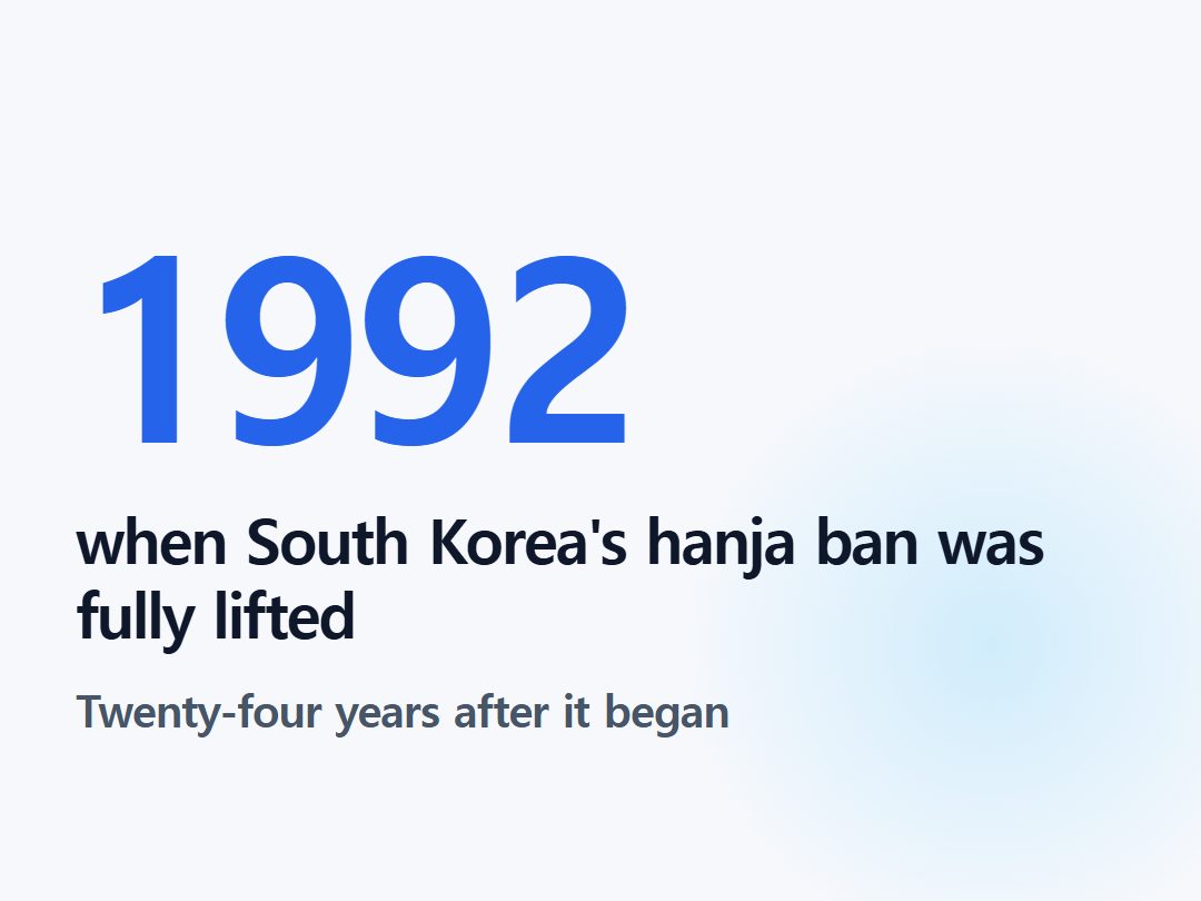 when South Korea's hanja ban was fully lifted