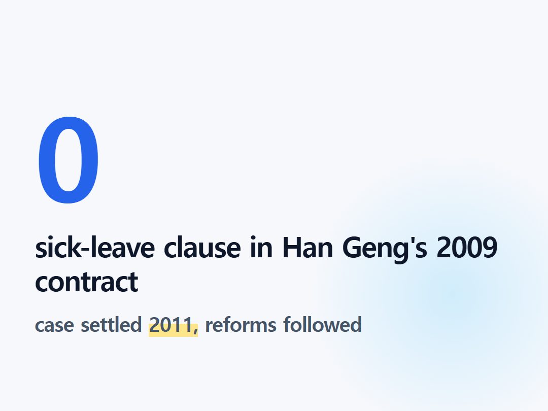 sick-leave clause in Han Geng's 2009 contract