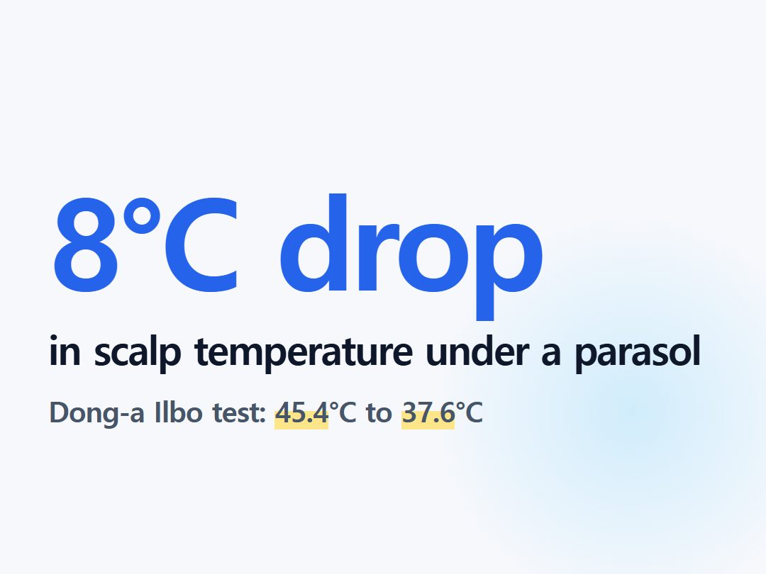 in scalp temperature under a parasol