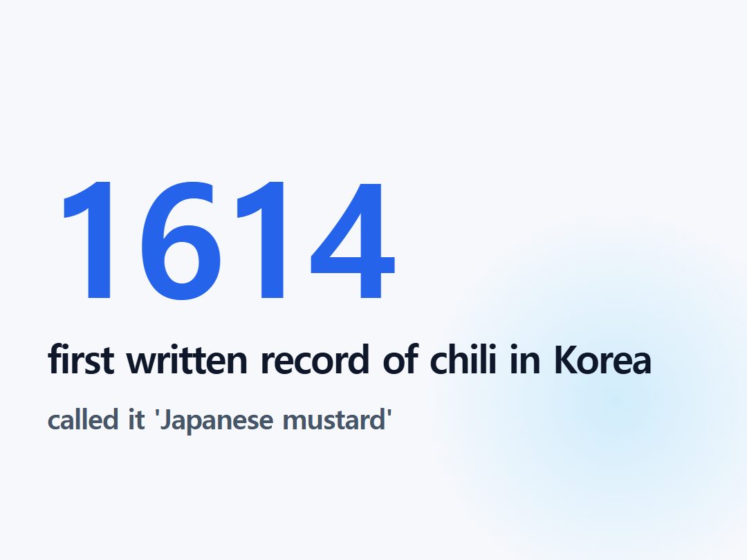 first written record of chili in Korea